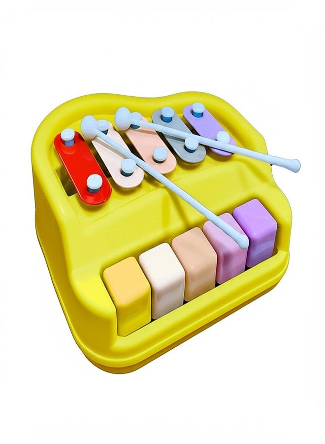 RAINBOW RIDERS Small Xylophone Musical Instrument 2 in 1 Piano and Xylophone Toy with Colorful Keys and Mallets Educational Musical Toy for Toddlers, Babies, Boys, and Girls (Yellow) - Image 1